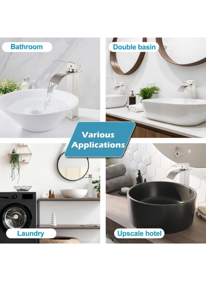 واي دي صنبور حوض حمام عصري بفوهة شلال، خلاط ذو مقبض واحد عالي القوس، سهل التركيب، مصنوع من النحاس المتين، مثالي لأحواض الحمام، ترقية عصرية للحمام - Image 3